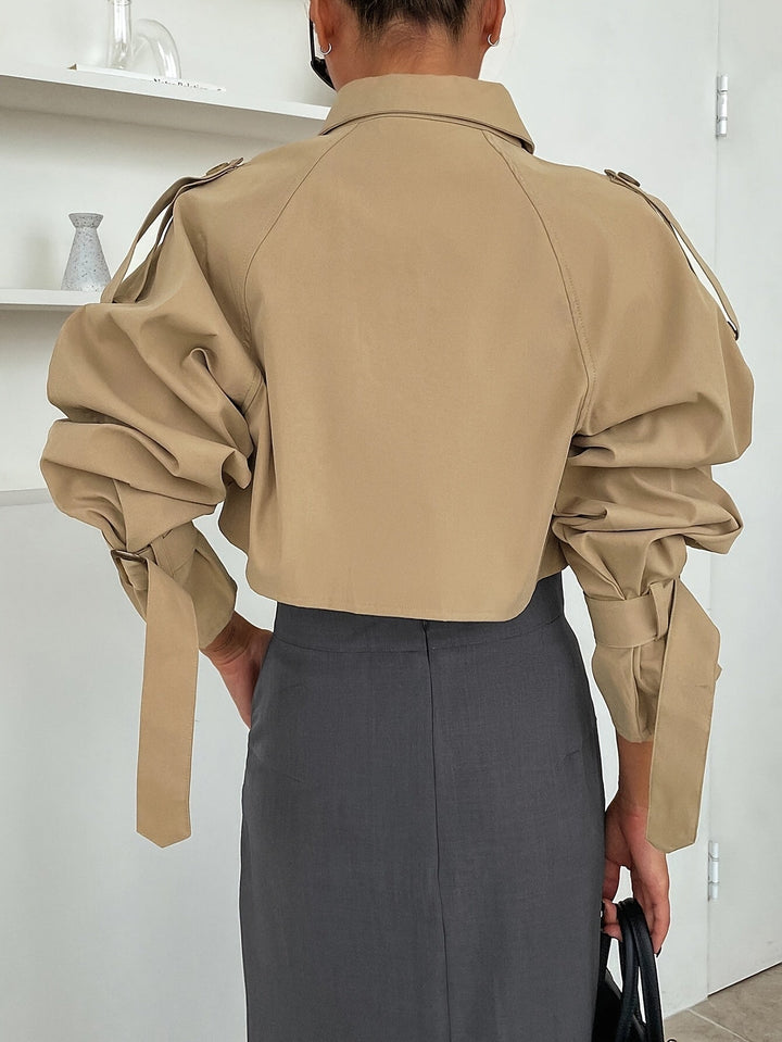 Caroline | Women’s Cropped Button-Up Trench Jacket