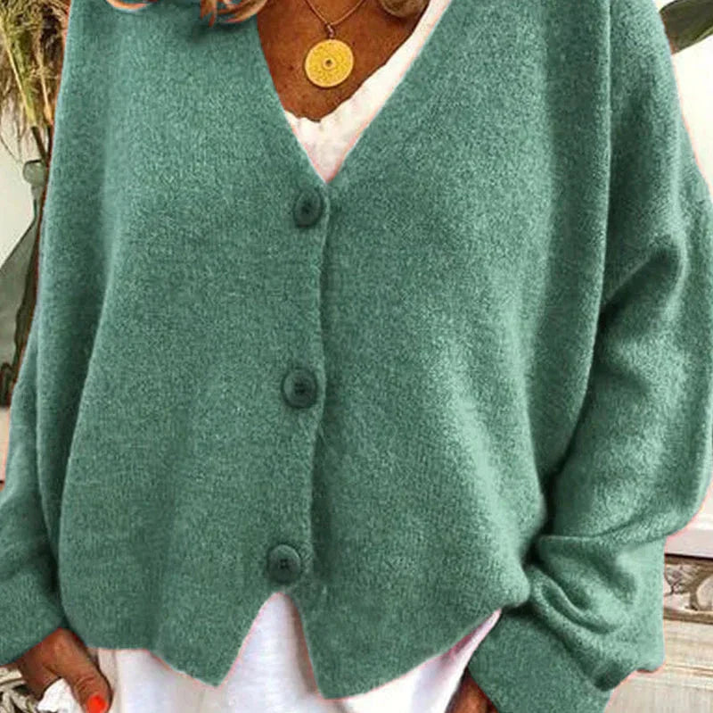 Claire | Women’s Loose Fit V-Neck Cozy Knit Cardigan