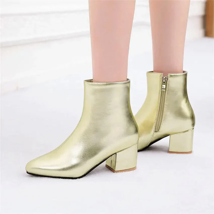 Madison | Women’s Metallic Winter Zip-Up Ankle Boots