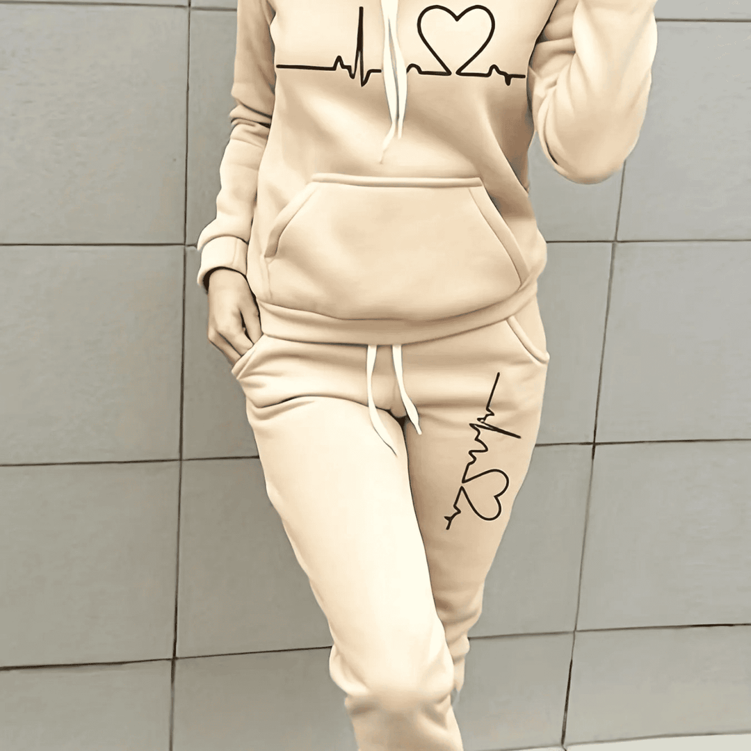 Isabella | Women’s Cozy Matching Heart Print Sweat Set
