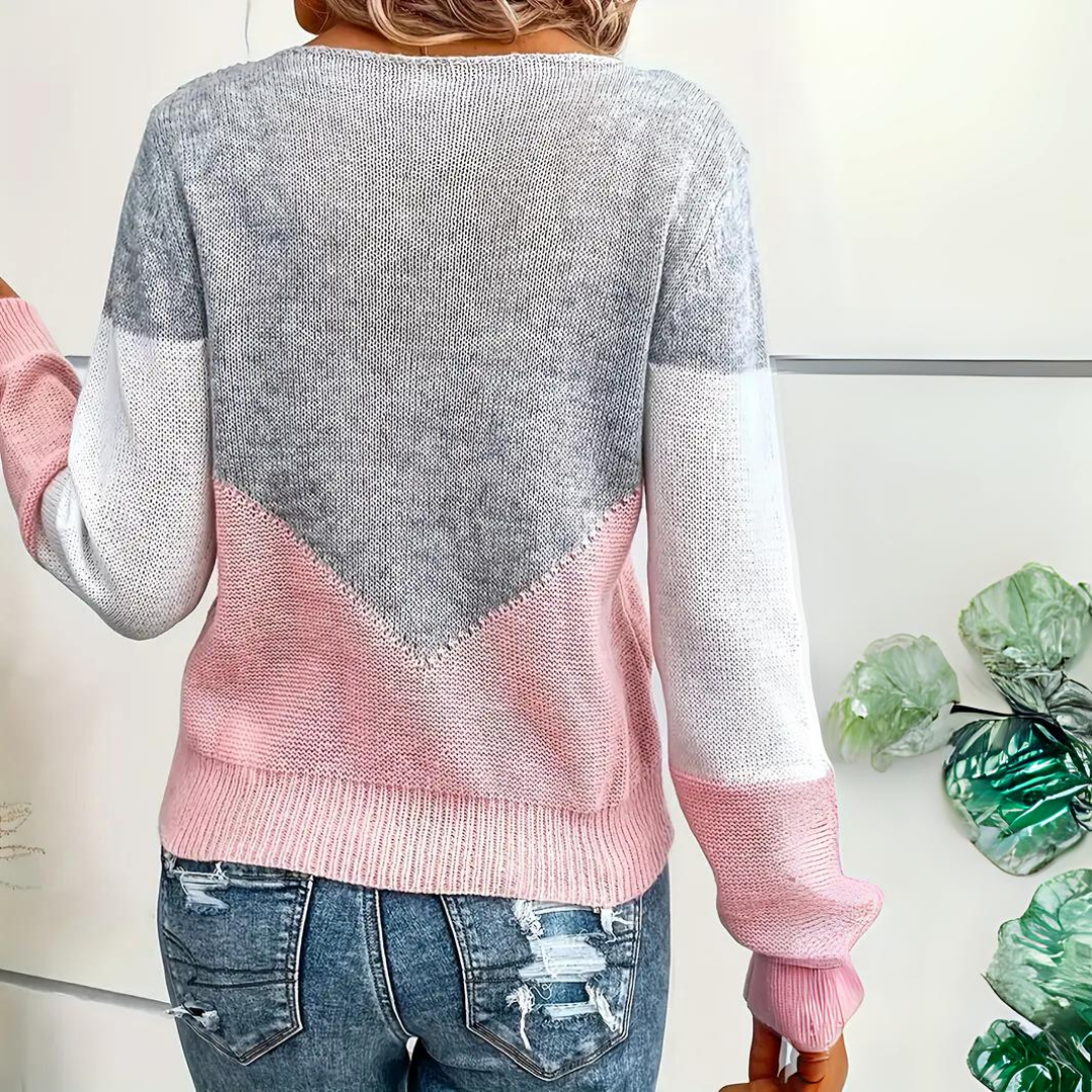 Chloe | Women’s Color Block Sweater with Mesh Detail