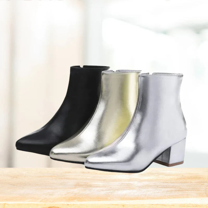 Madison | Women’s Metallic Winter Zip-Up Ankle Boots