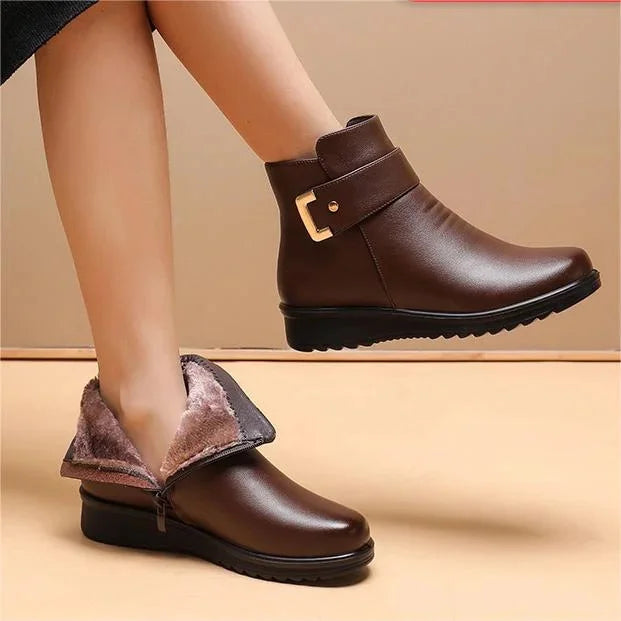 Isabel | Women’s Cozy Winter Boots with Strap Detail