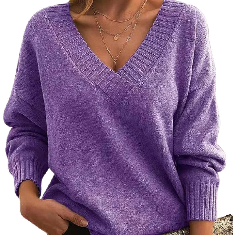 Camille | Women’s V-Neck Loose Fit Sweater