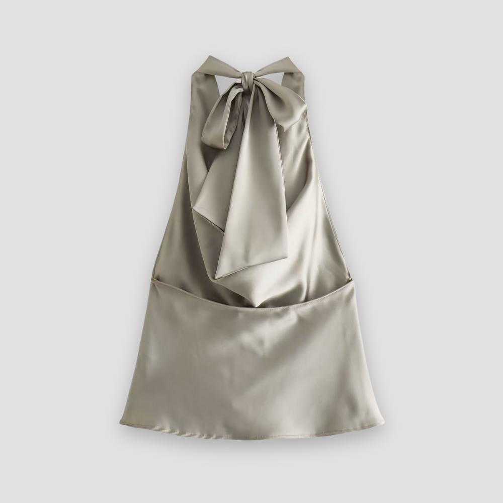 Jenny | Women’s Halter Back Tie Draped Satin Tanks