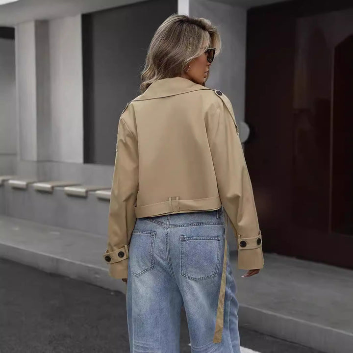 Catherine | Women’s Cropped Double-Breasted Trench Jacket