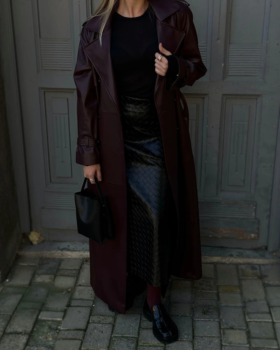 Ava | Women’s Winter Leather Maxi Trench Coat
