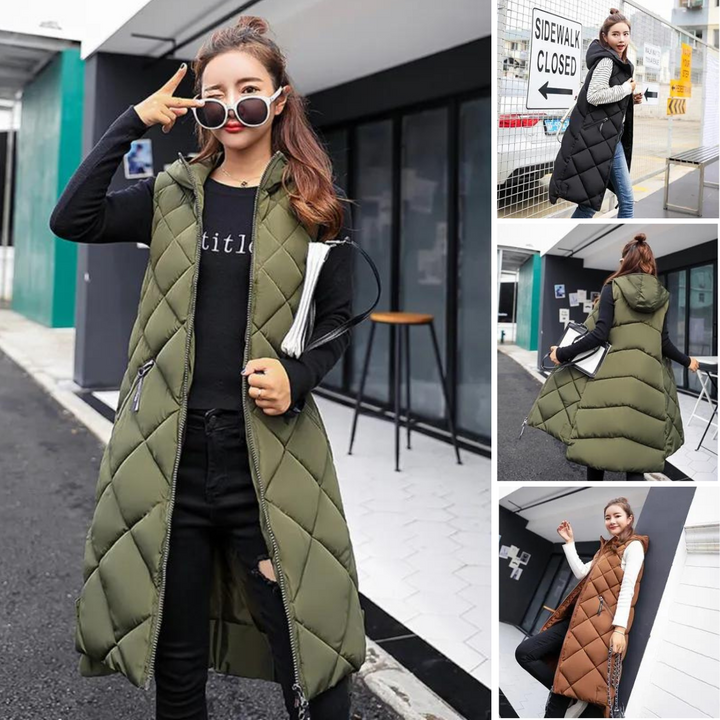 Daisy | Women’s Winter Long Quilted Hooded Vest