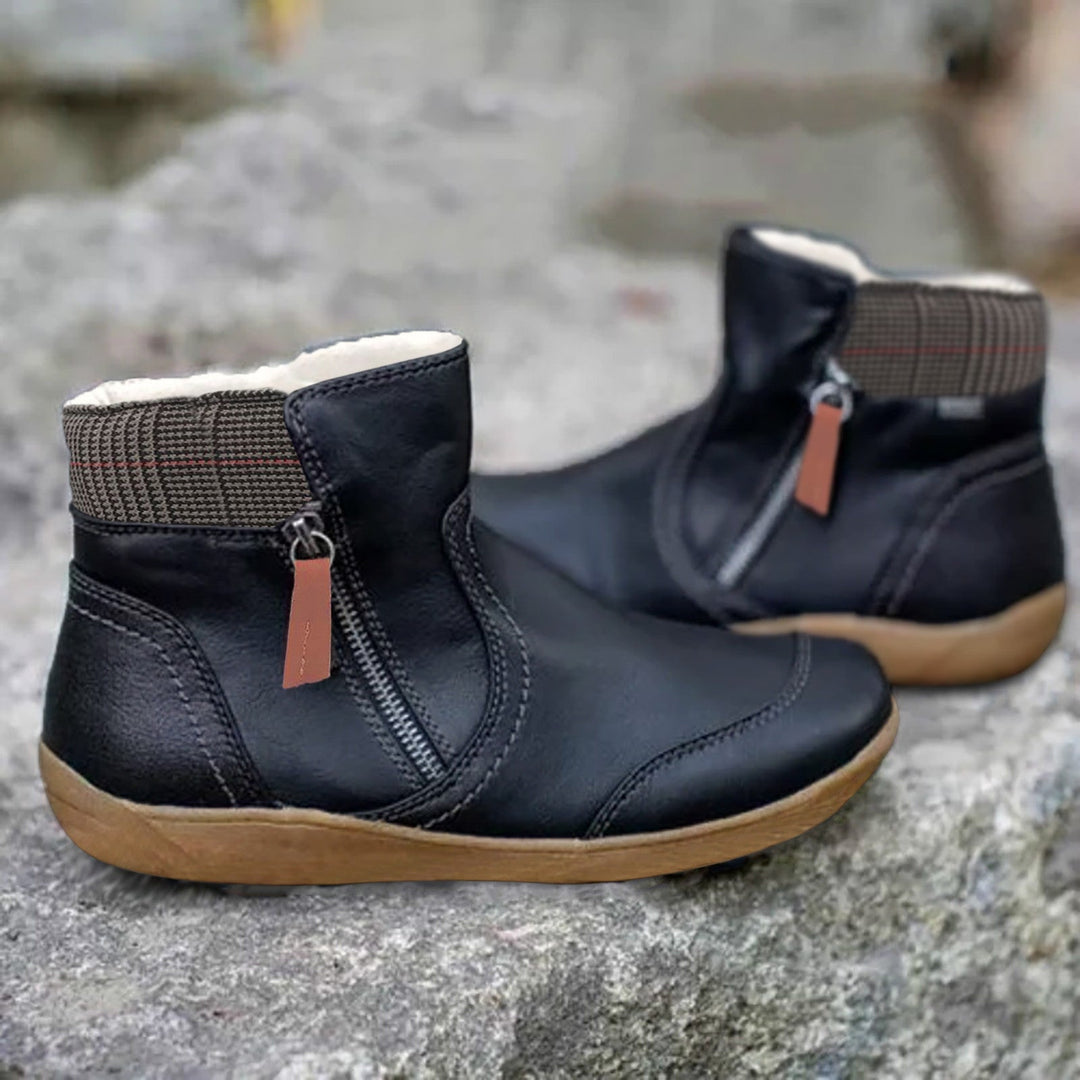Penelope | Women’s Zip-Up Ankle Boots with Leather Finish