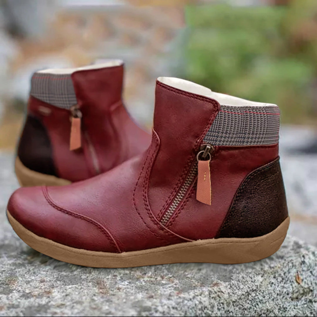 Penelope | Women’s Zip-Up Ankle Boots with Leather Finish