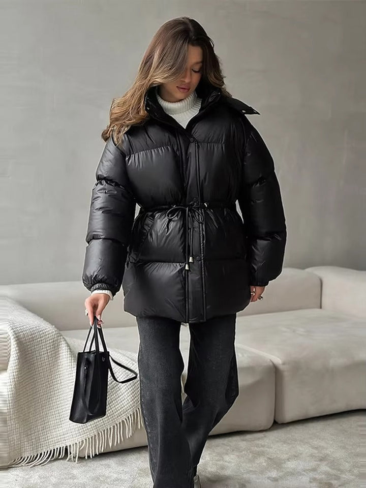 Chloe | Winter Drawstring Shiny Puffer Jacket