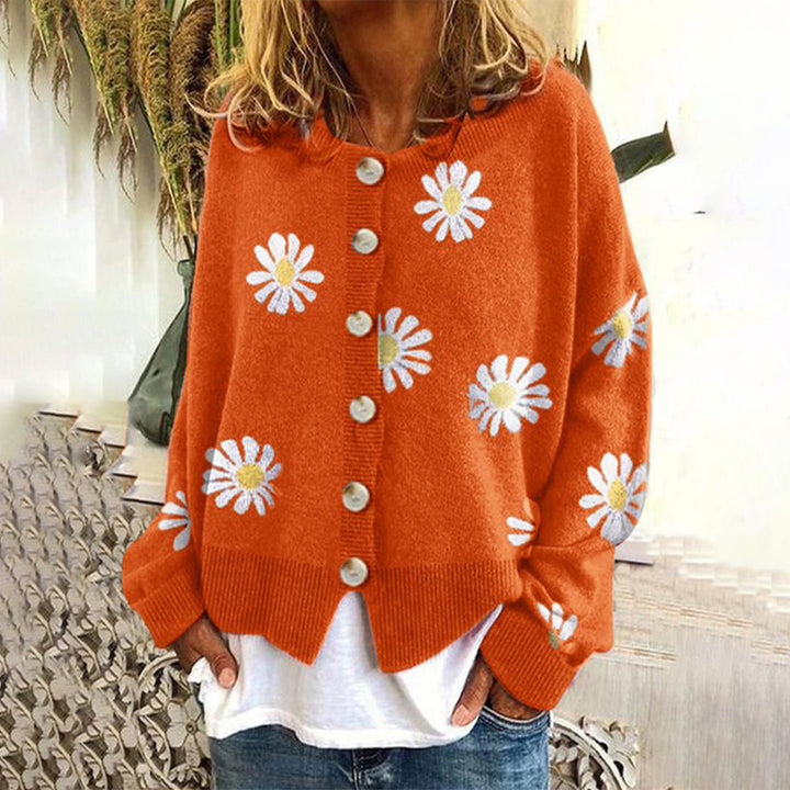 Margaret | Women’s Floral Button-Up Relaxed Fit Winter Cardigan
