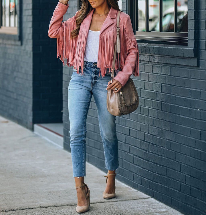 Danielle | Women’s Fringed Suede Moto Jacket