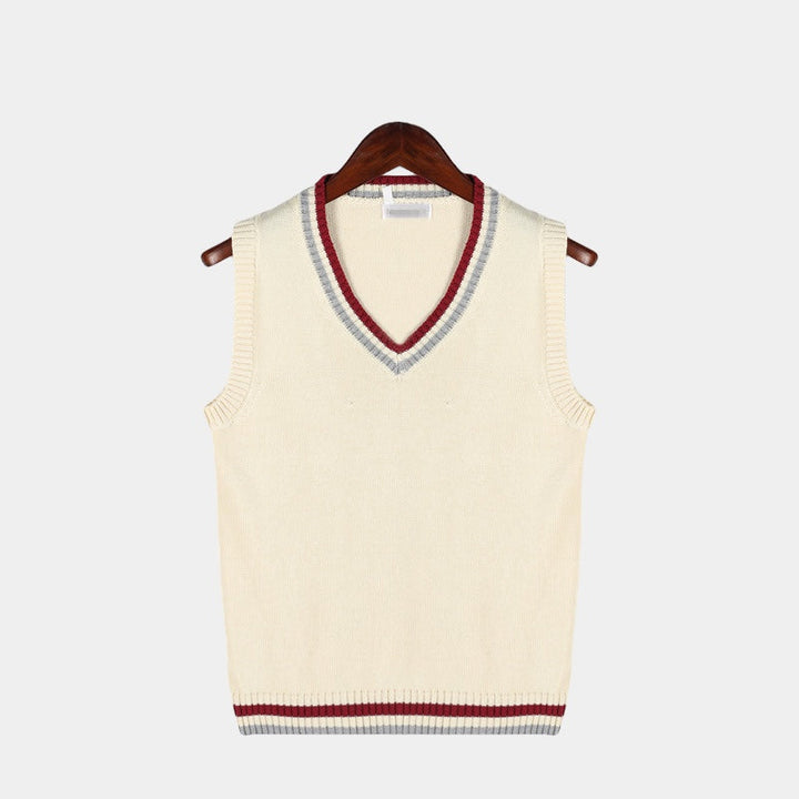 Charles | Men’s V-Neck Cable Knit Sleeveless Sweater Vest