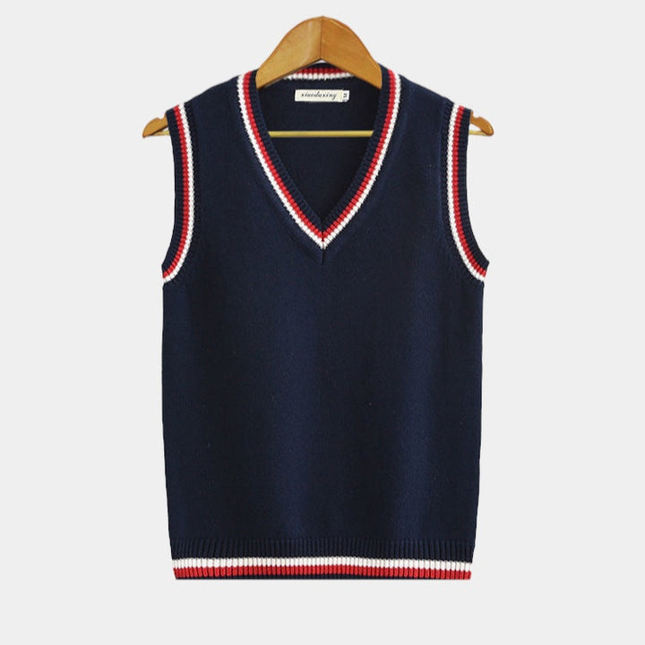 Charles | Men’s V-Neck Cable Knit Sleeveless Sweater Vest