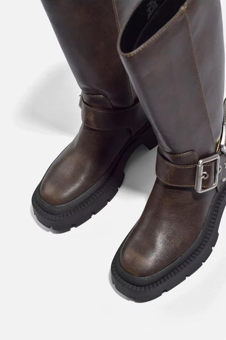 Violet | Women’s Mid Calf Buckle Strap Boots