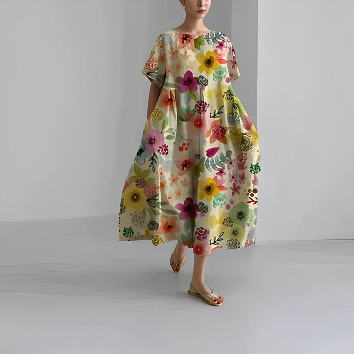 Jacklyn | Women Relaxed Style Flower Midi Dress