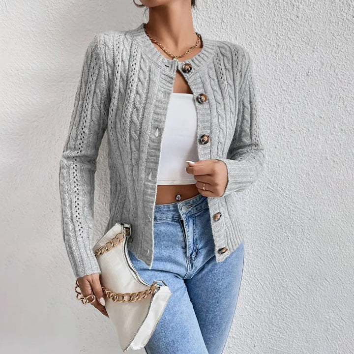 Amelia | Warm Cable Knit Cardigan with Buttons for Women