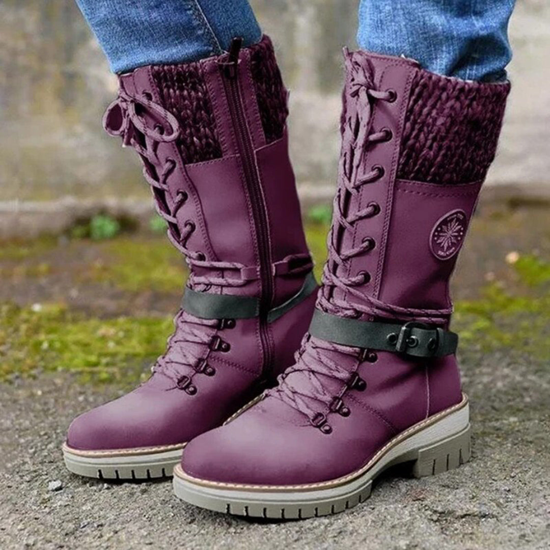 Brooklyn | Women’s Lace-Up Winter Boots with Knit Cuff