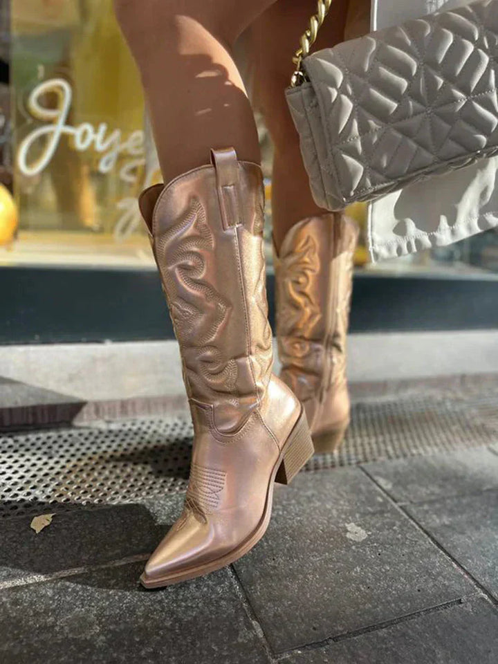 Clara | Women’s Shiny Western-Style Boots