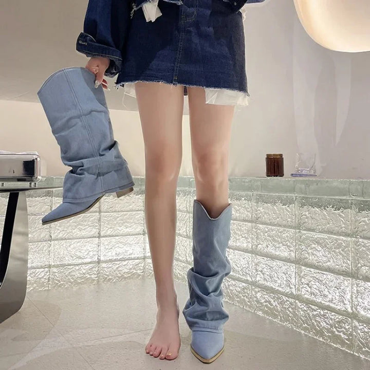 Kimberly | Denim Knee-High Women's Boots