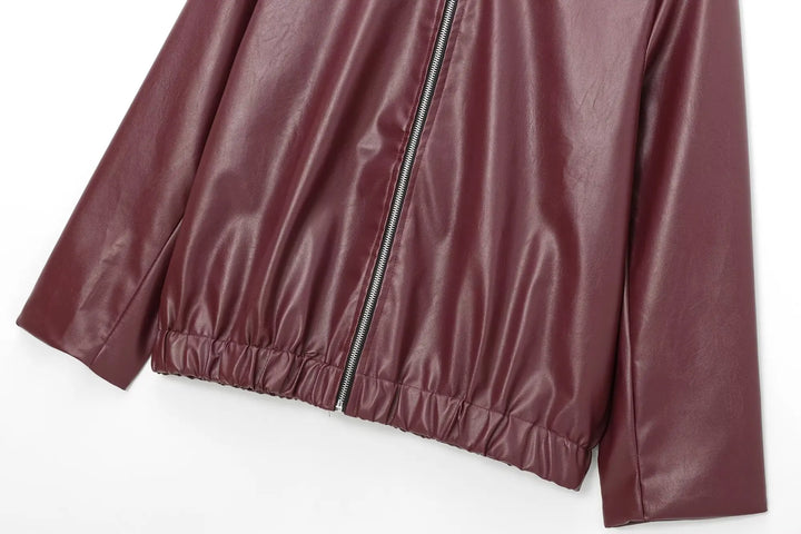 Harper | Women's Faux Leather Bomber Jacket