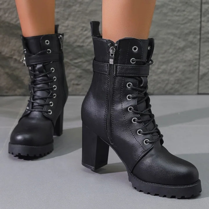 Jenny | Women’s Trendy Zip Ankle Boots With Lace