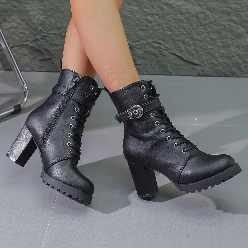 Jenny | Women’s Trendy Zip Ankle Boots With Lace