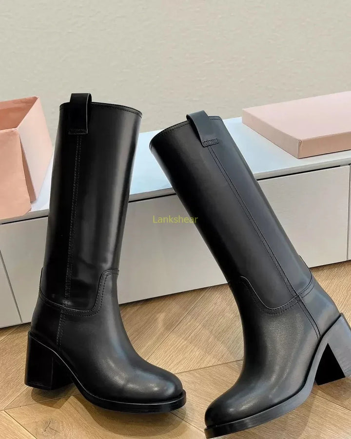 Jasmine | Women’s Leather Knee-High Boots with Heels
