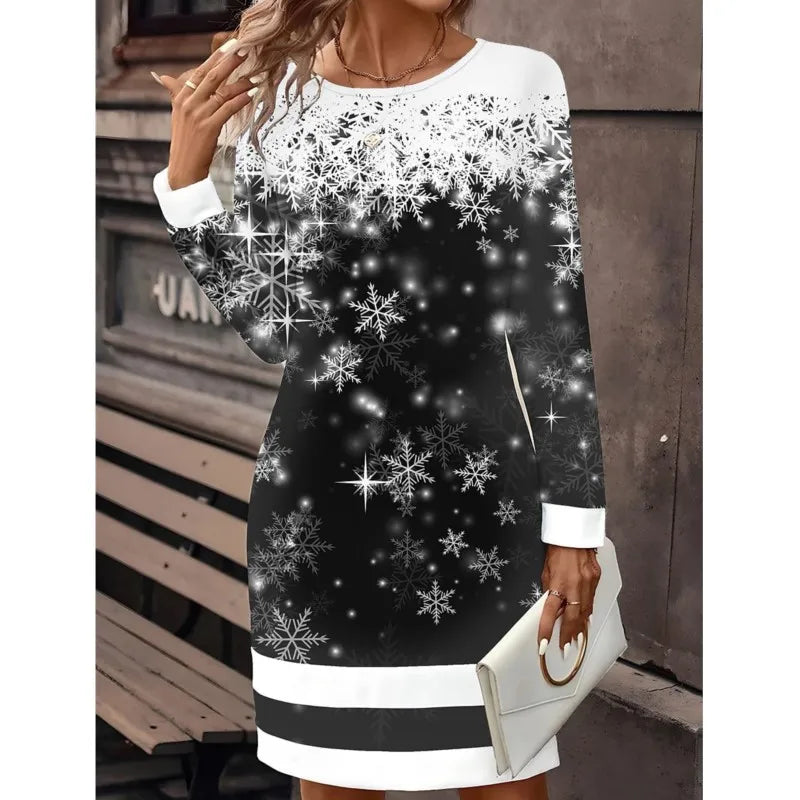 Ashley | Women’s Snowman Print Christmas Sweater Dress
