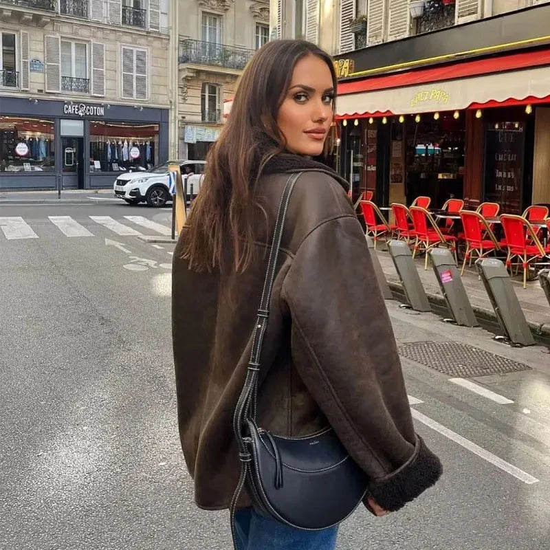 Hazel | Women's Shearling Aviator Jacket