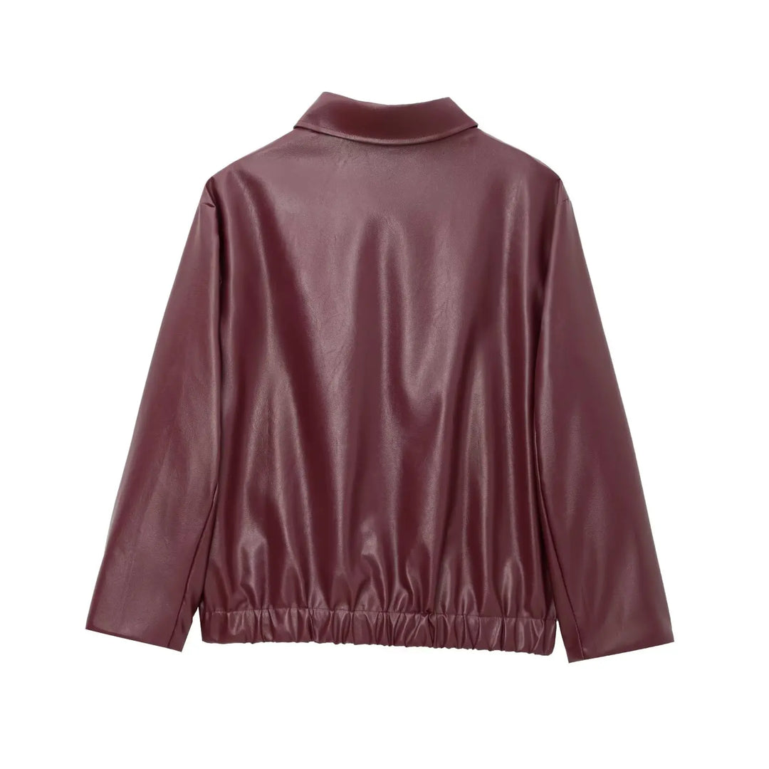 Harper | Women's Faux Leather Bomber Jacket