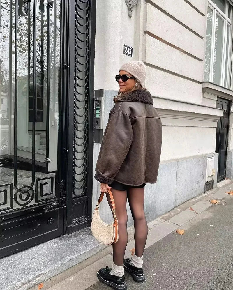 Hazel | Women's Shearling Aviator Jacket