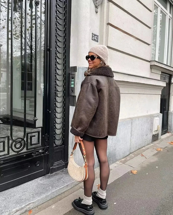 Hazel | Women's Shearling Aviator Jacket