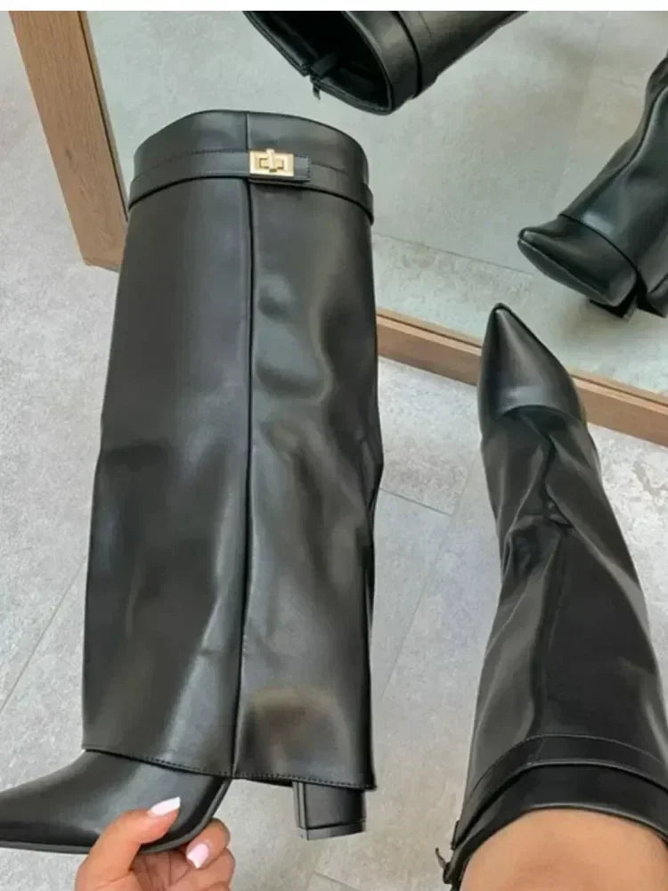 Mia | Women’s Leather Thigh-High Boots with Buckle
