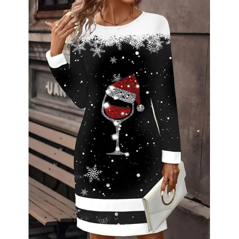 Ashley | Women’s Snowman Print Christmas Sweater Dress