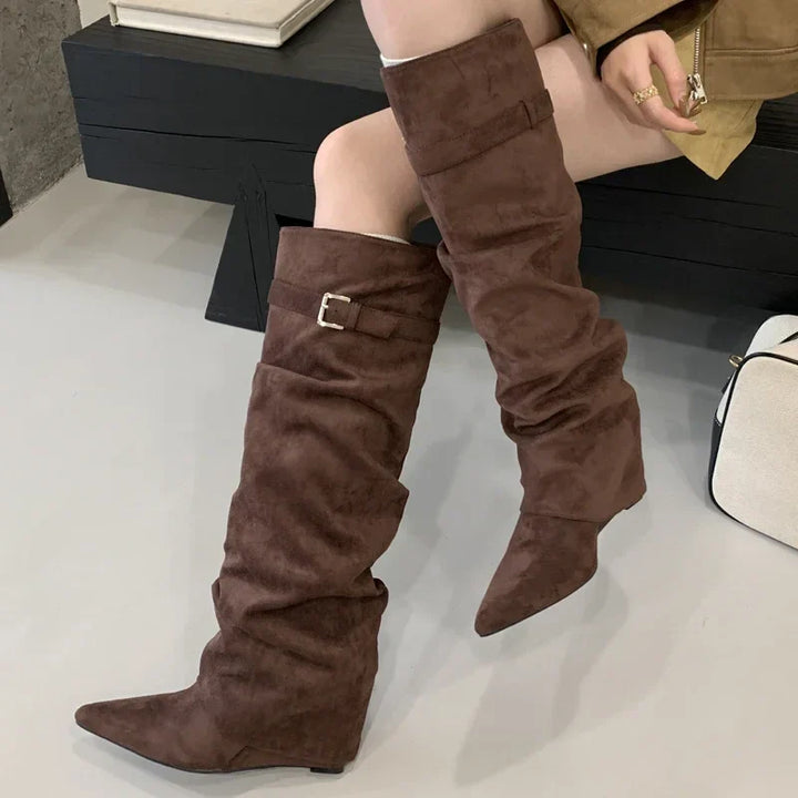 Michelle | Women’s Leather Thigh-High Boots with Buckle