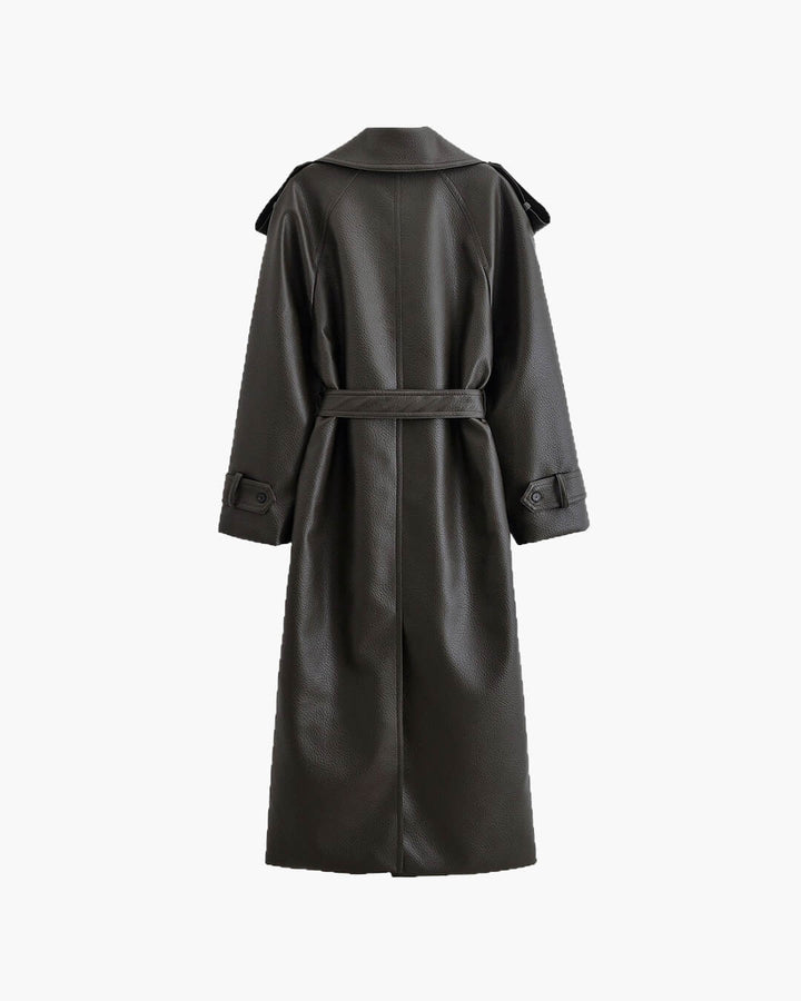Audrey| Women’s Winter Long Trench Leather Coat