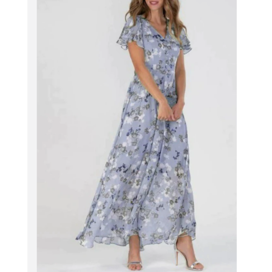 Grace | Women’s Short Sleeve Long Floral Dress