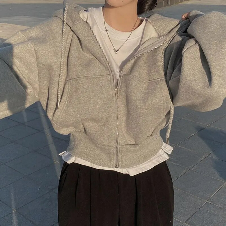 Kaitlyn | Women’s Winter Cropped Zip-Up Hoodie