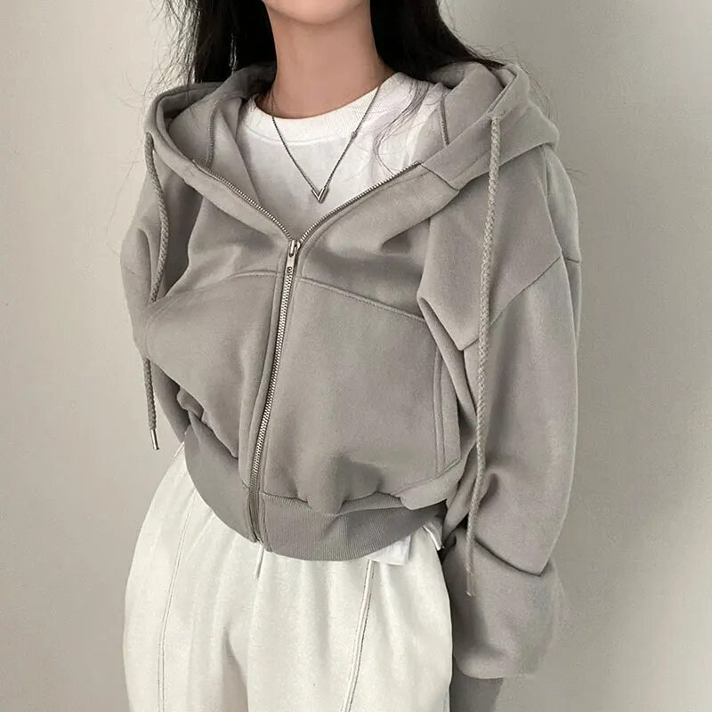 Kylie | Women's Stylish Zip Front Cropped Hoodie