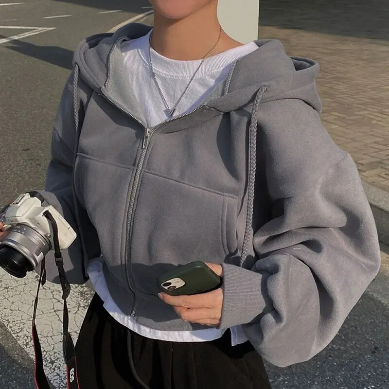 Kylie | Women's Stylish Zip Front Cropped Hoodie