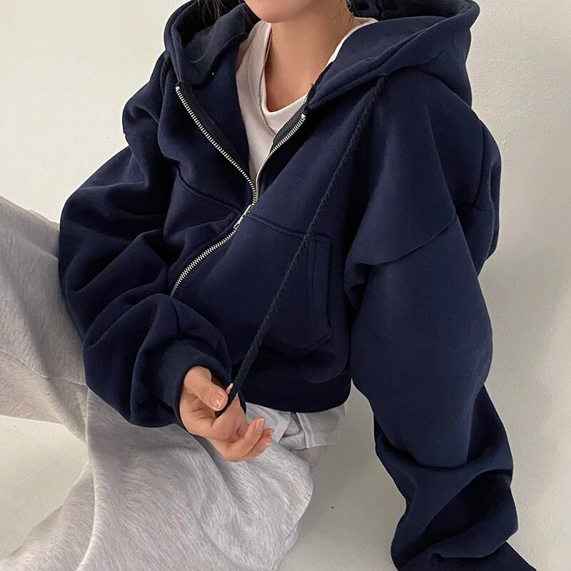 Kaitlyn | Women’s Winter Cropped Zip-Up Hoodie