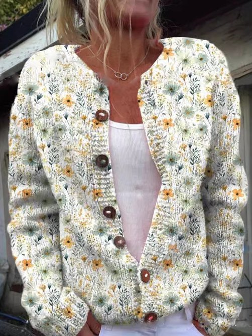 Sydney | Vintage-Inspired Floral Knit Cardigan for Women