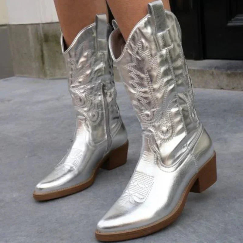 Clara | Women’s Shiny Western-Style Boots