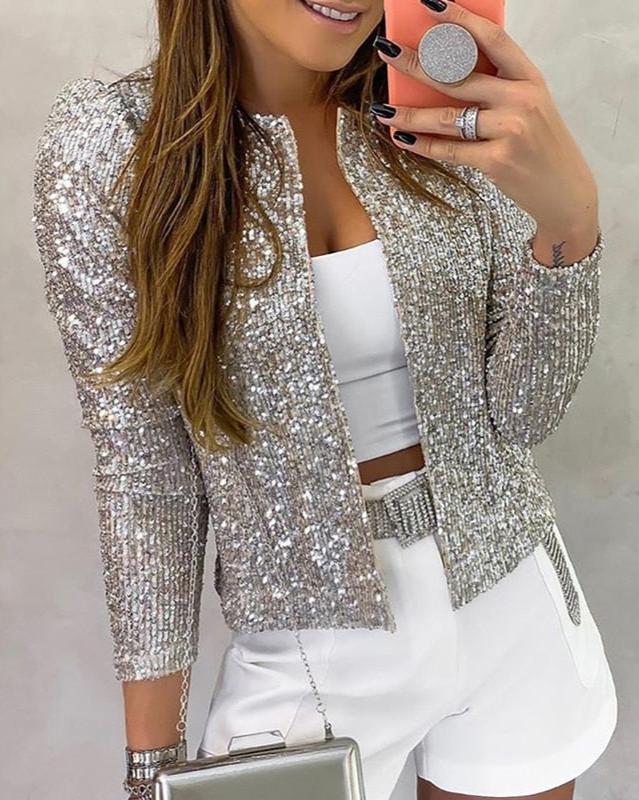 Claire | Women's Sparkle Open Front Party Jacket