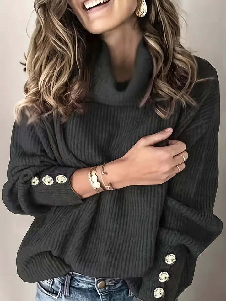Audrey | Women’s Winter Ribbed Cowl Neck Sweater