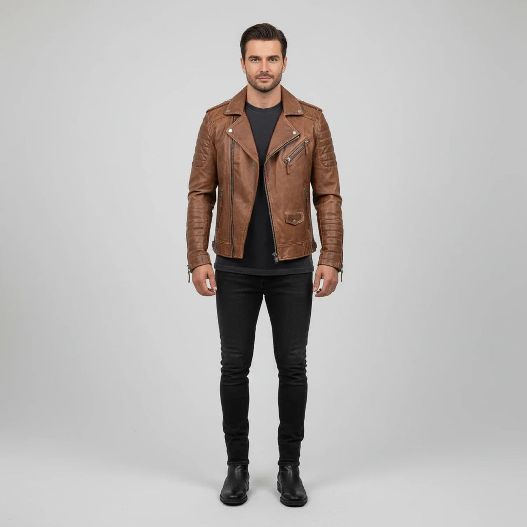Jeremiah | Winter Zip Up Men Leather jacket