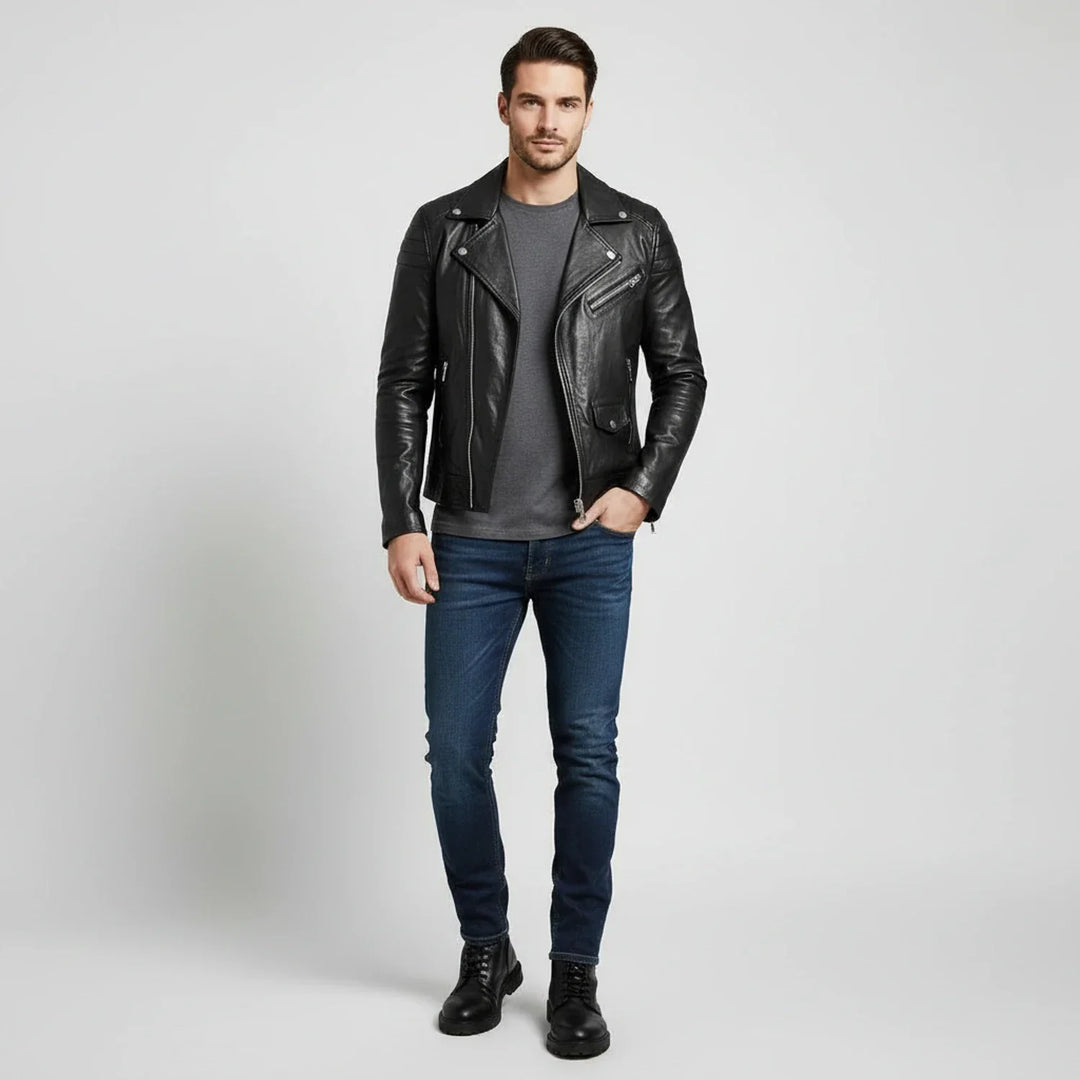 Jeremiah | Winter Zip Up Men Leather jacket