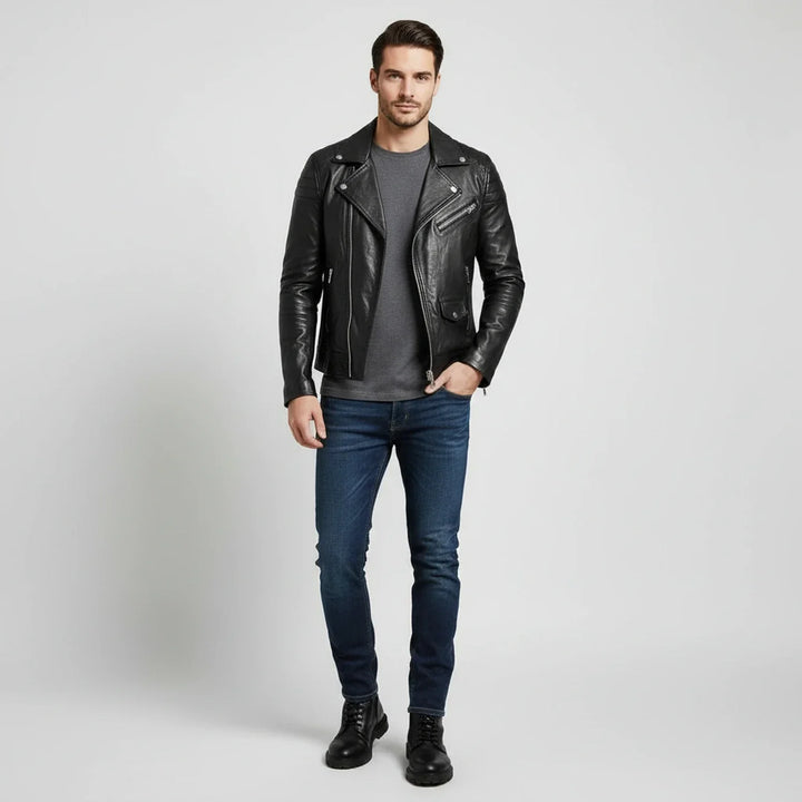 Jeremiah | Winter Zip Up Men Leather jacket